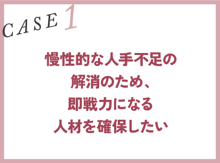 CASE1｜慢性的な人手不足の解消のため、即戦力になる人材を確保したい